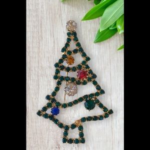 Vintage Unique Antique Christmas Pin Rhinestone